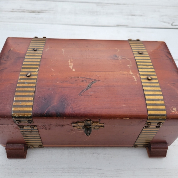 Vintage Other - Vintage Treasure Chest ~ Antique? ~ Handmade Wood Box ~ Metal Accents ~ Cedar?